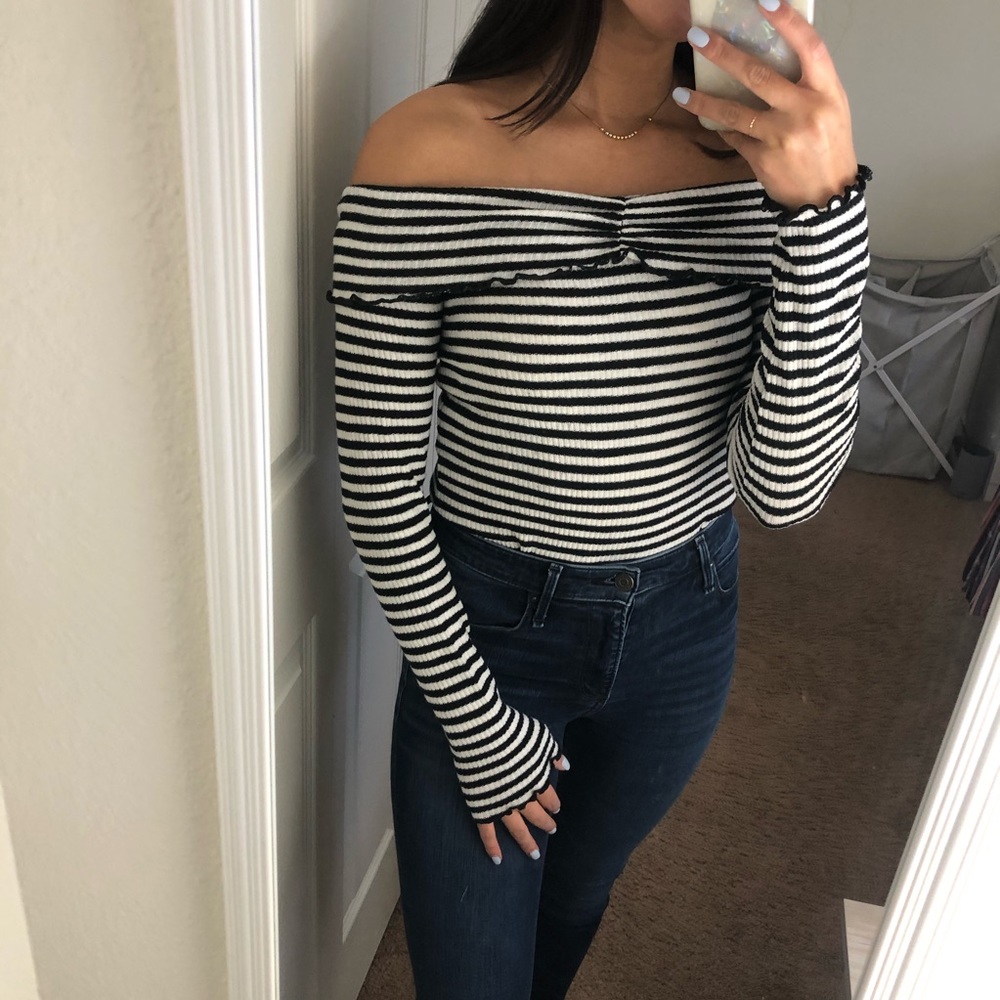Stripe Off Shoulder Top